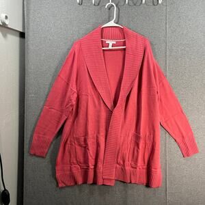 Isaac Mizrahi LIVE! Shawl Collar Sweater Cardigan with Pockets Pink X-Large